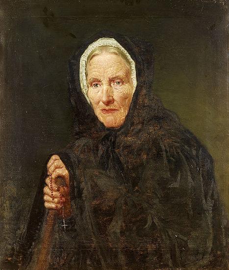 Carl d Unker Old Woman with a Rosary